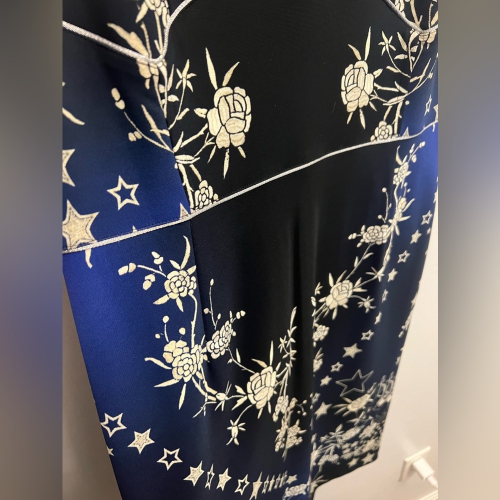 2016 Roberto Cavalli Floral Star Print Blue Notte Dress 44 US 12 - Picture 5 of 5